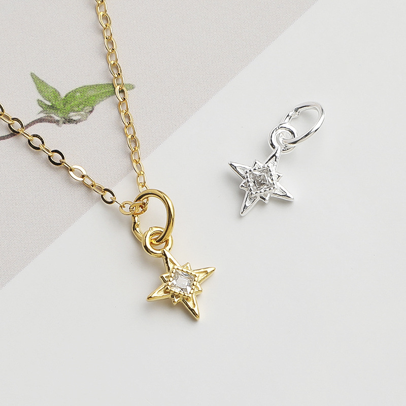 925シルバー製、北極星モチーフのスクエア型CZ（キュービッ - Jewelry Making In La のレビューと価格