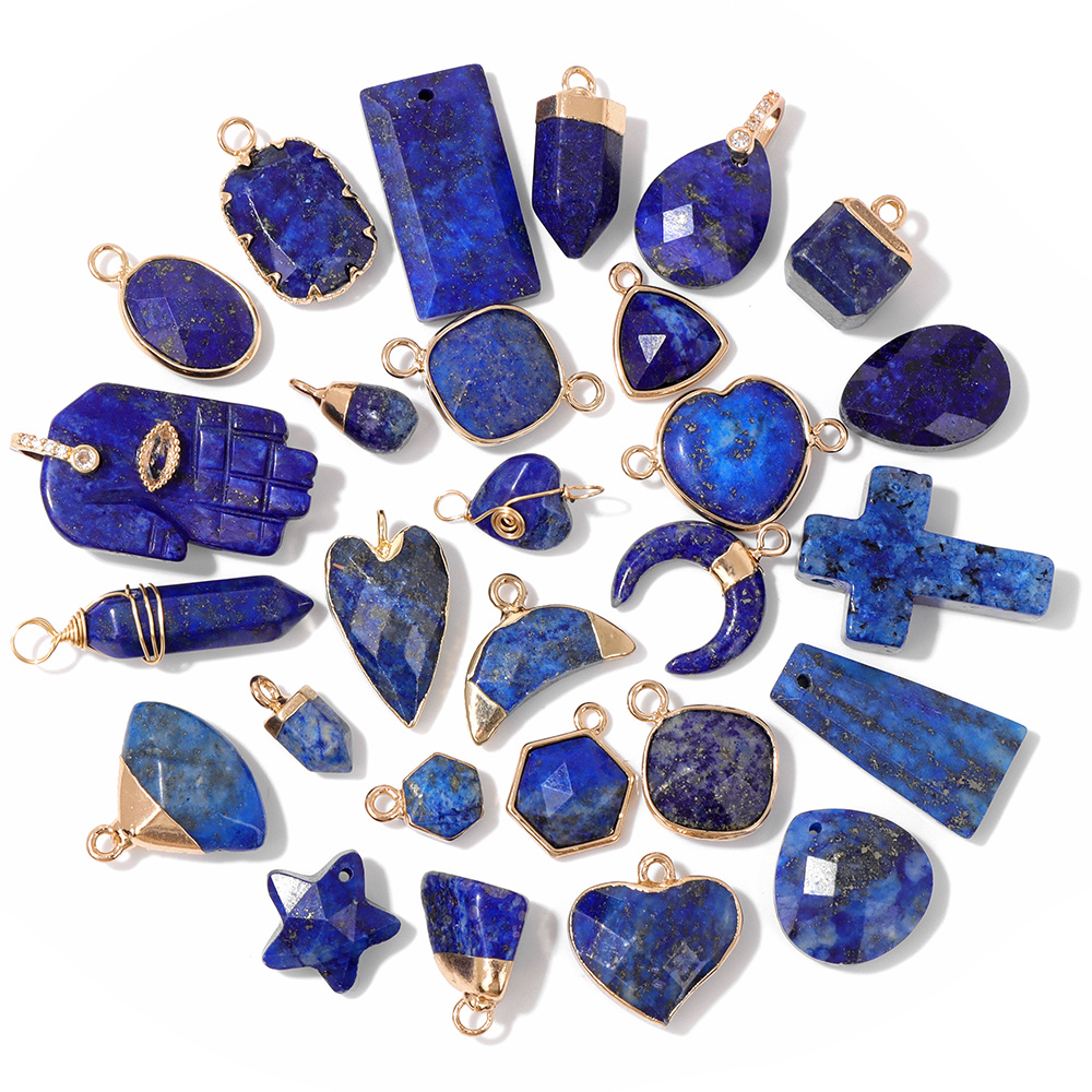 ラピスラズリストーンペンダント、ブルームーン、アップル、オー - Jewelry Making Gemstones のレビューと価格