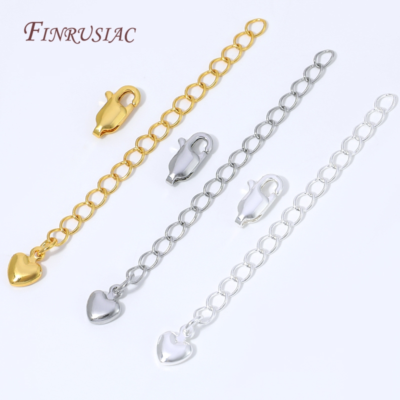 18Kゴールドシルバーメッキエクステンションチェーン、ハート - Lobster Clasp Silver のレビューと価格