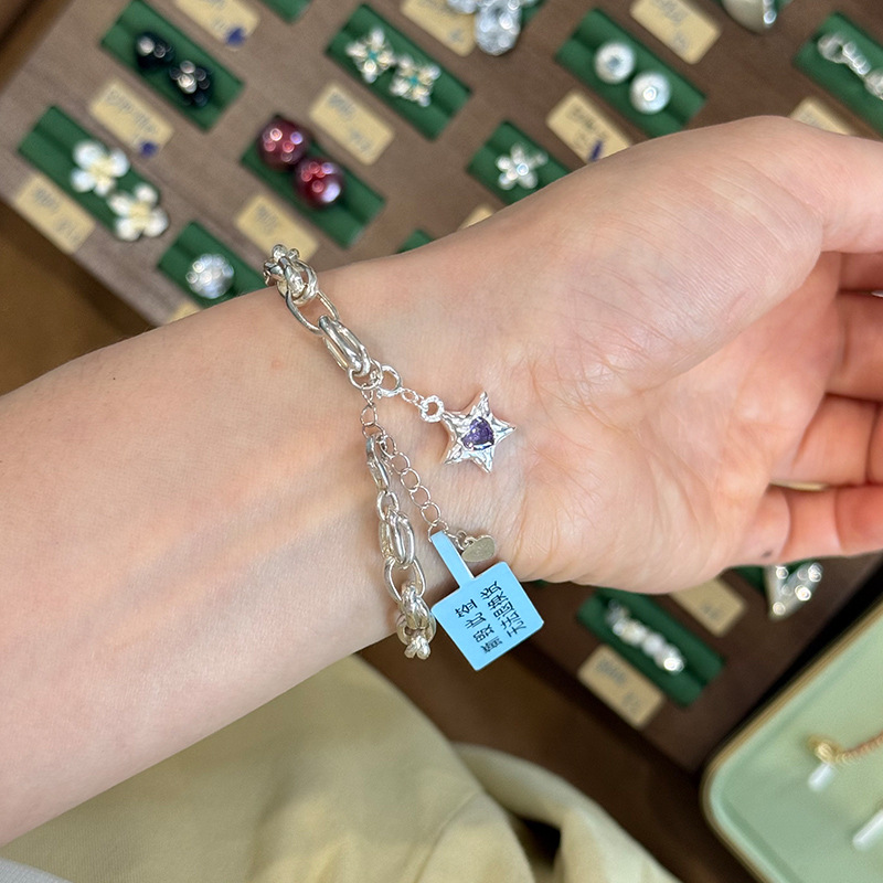 925シルバー製、星型チャーム、ハート型ジルコニア、ネックレ - Jewelry Making In La のレビューと価格