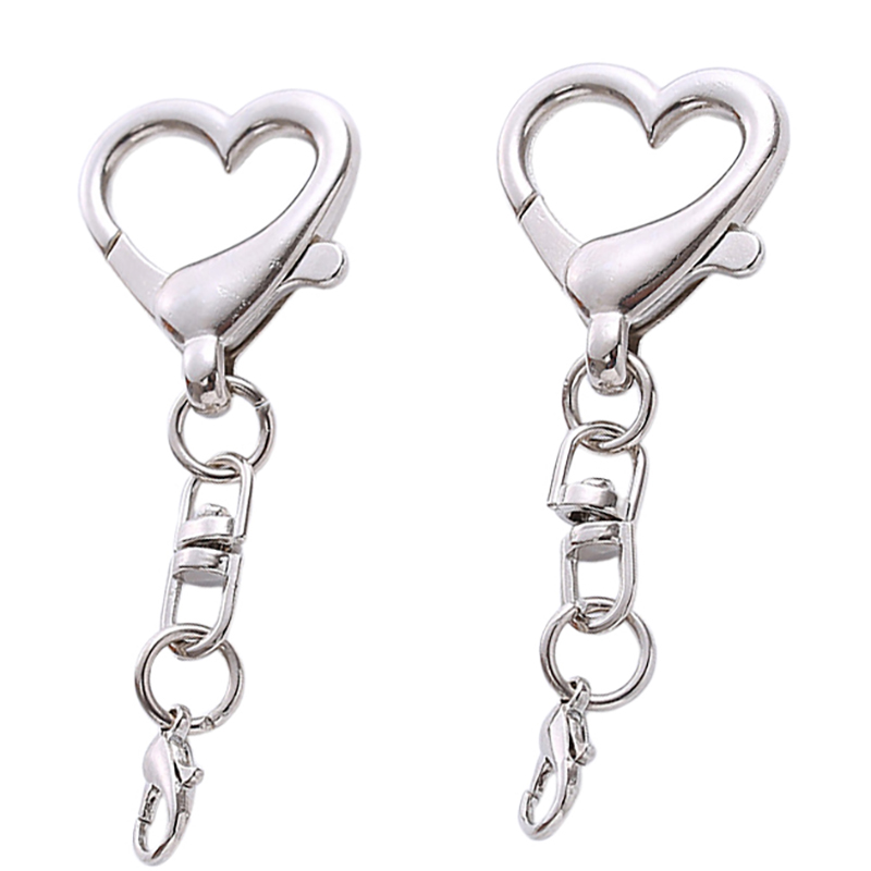10/20/50 個ユニークな合金ハート型クラスプキーホルダ - Lobster Clasp Silver のレビューと価格