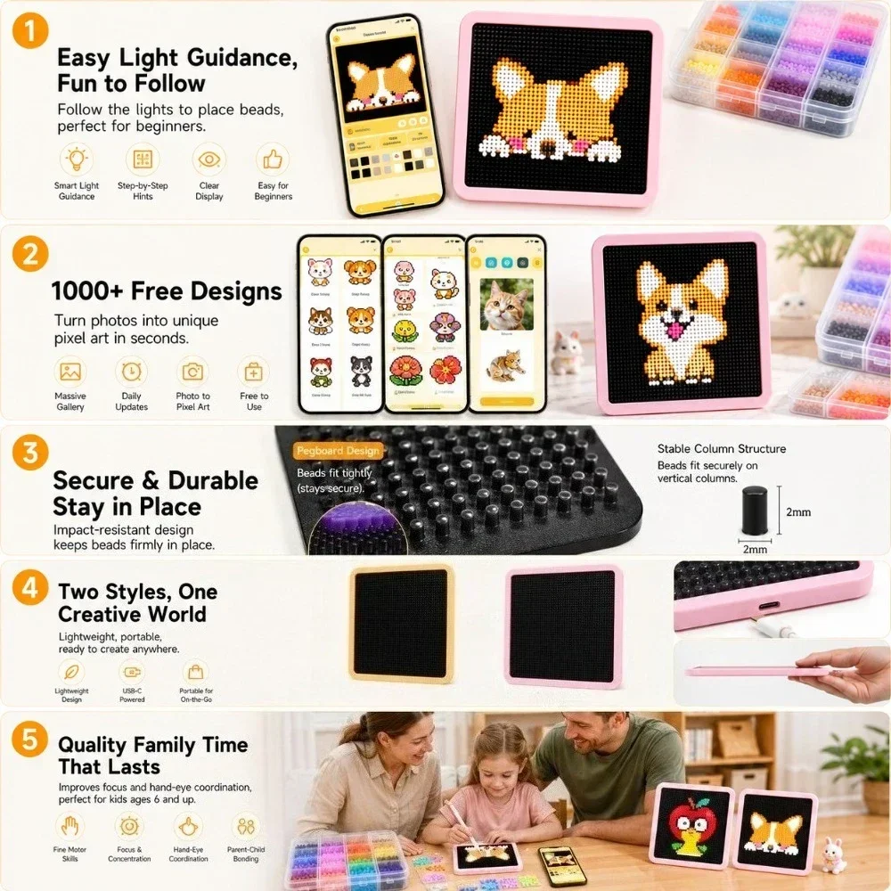 LEDスマートヒューズビーズペグボード、アプリでガイド付きパ - Jewelry Making Board のレビューと価格
